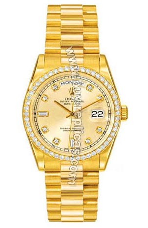 Rolex Oyster Perpetual Day-Date Gold Diamond Mens Watch 118348CDP