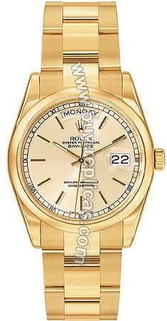 Rolex Oyster Perpetual Day-Date 18kt Yellow Gold Mens Watch 118208