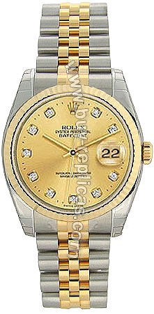 Rolex Oyster Perpetual Datejust Diamond Two-Tone 18kt Gold and Steel Mens Watch 116233CDD