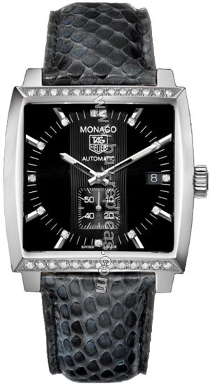 Tag Heuer Monaco Diamond Black Python Unisex Watch WW2118.BC6216