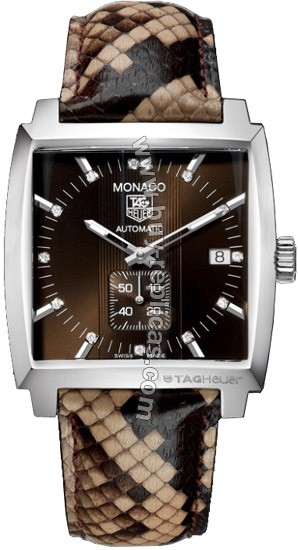 Tag Heuer Monaco Diamond Brown Python Steel Unisex Watch WW2116.FC6217