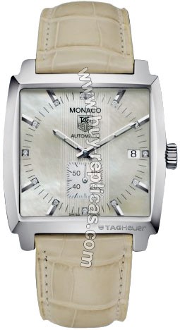 Tag Heuer Monaco Diamond Mother-of-Pearl Cream Automatic Mens Watch WW2113.FC6215