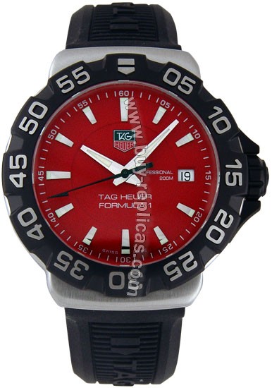 Tag Heuer Formula 1 Steel Red Black Rubber Mens Watch WAH1112.BT0714