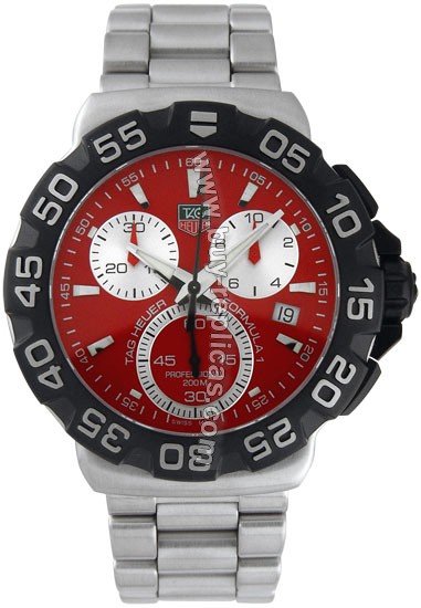 Tag Heuer Formula 1 Chronograph Steel Red Mens Watch CAH1112.BA0850