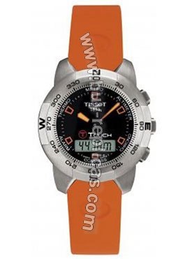 Tissot T-Touch Titanium Analog/Digital Multifunction Orange Rubber Mens Watch  T33.7.598.59