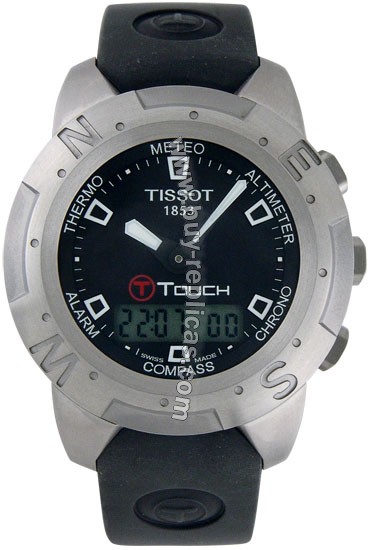 Tissot T-Touch Titanium Analog/Digital Multifunction Black Rubber Mens Watch T33.7.598.51