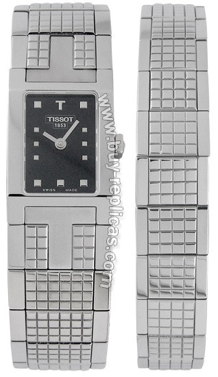 Tissot T-Trend T-Minisquare Steel Black Ladies Watch and Bracelet T04.1.185.51