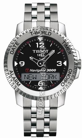 Tissot T-Navigator 3000 Steel Analog/Digital Multifunction Black Mens Watch T96.1.488.52